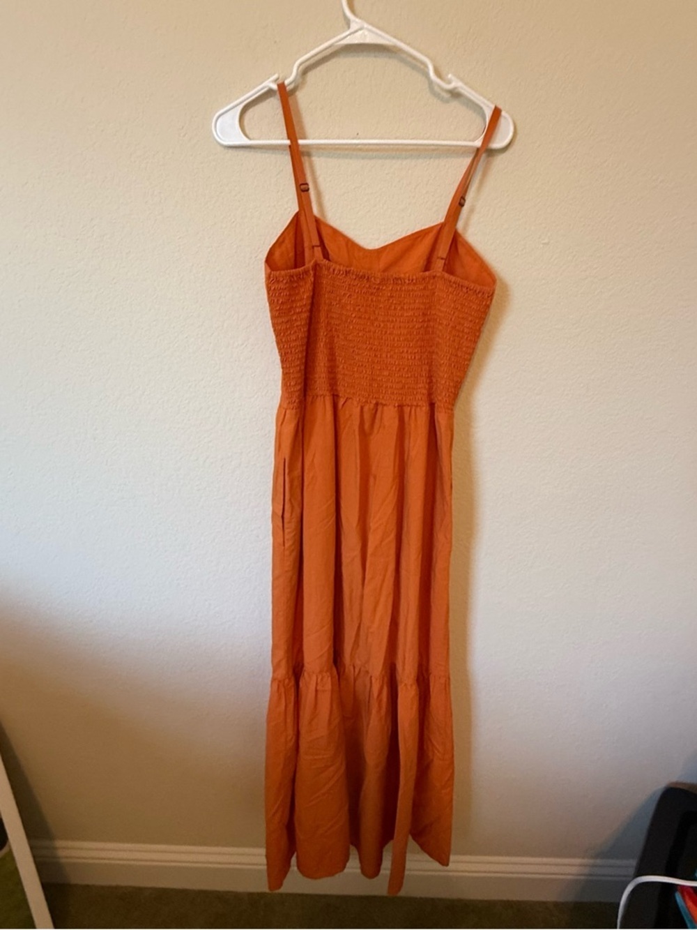 Young Fabulous & Broke YFB Maxi Dress L Orange Tiered Smocked Back Boho Summer - Picture 7 of 9